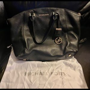 Michael Kors Black Satchel large Black and Gold